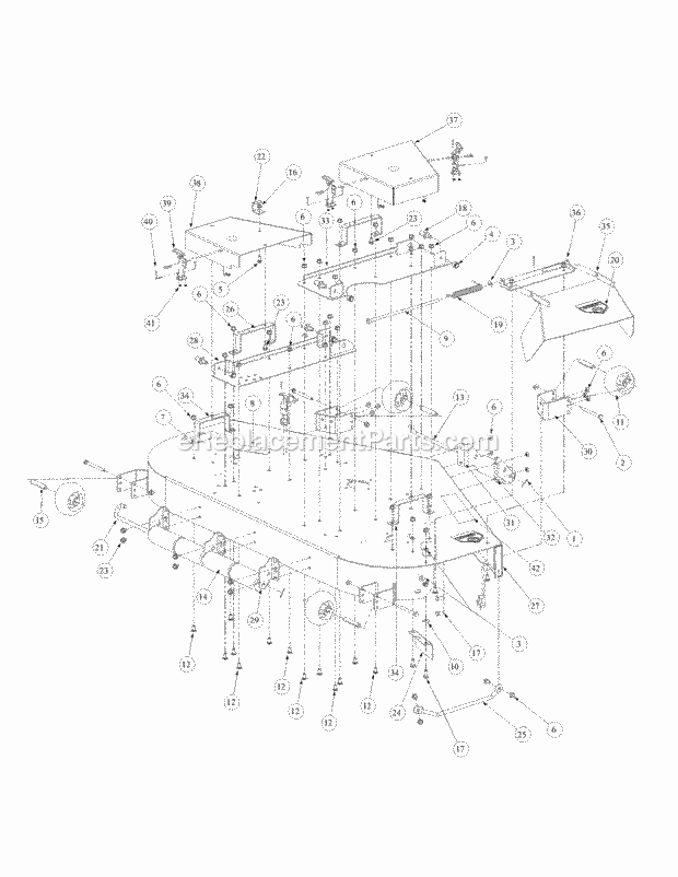 Fabricated Cutter Deck Diagram and Parts List for M60-KW 53AB5DCX150-25-HP Cub Cadet Lawn Tractor